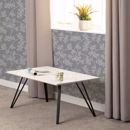 Seconique Marlow Rectangular Coffee Table in White and Black – 2