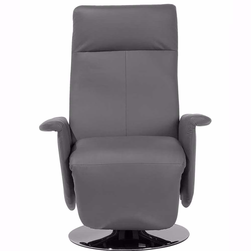 Wyld and Coco Grey Faux Leather Reclining Armchair with Pull-Out Ottoman, W/D/H: 80 x 82 x 113 cm – 4