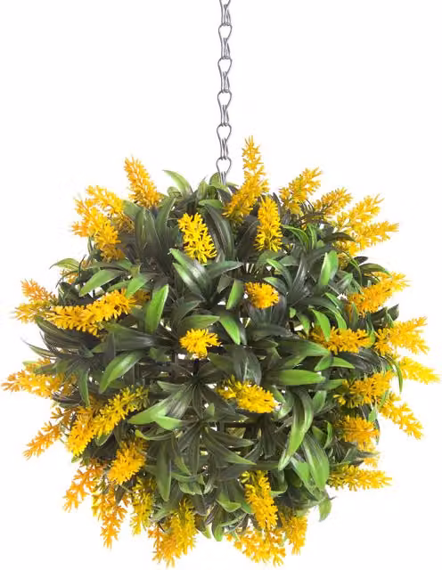 Best Artificial Yellow Lush Lavender Hanging Basket Topiary Ball, Diameter: 24 cm