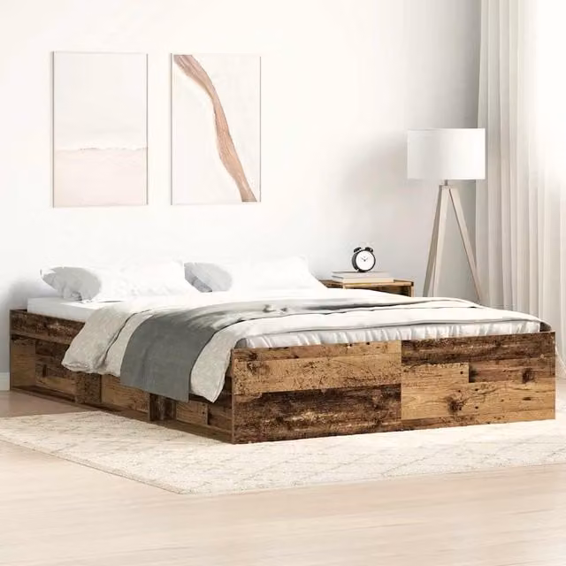 Berkfield Home Small Double Bed Frame in Old Wood Brown, W/D/H: 120 x 190 cm – 1