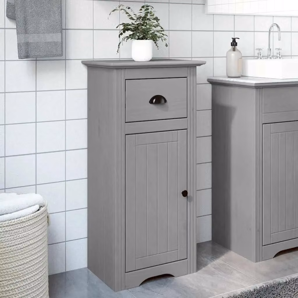 Berkfield Home BODO Grey Bathroom Cabinet with Doors and Drawers, W/D/H: 44 x 30 x 90 cm – 3