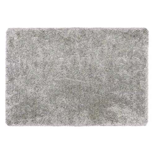My Lux Silver Grey Shaggy Rectangular Rug, Hand Tufted Polypropylene, W/D/H: 160 x 230 cm, Stain-Resistant, Washable and Non-Slip