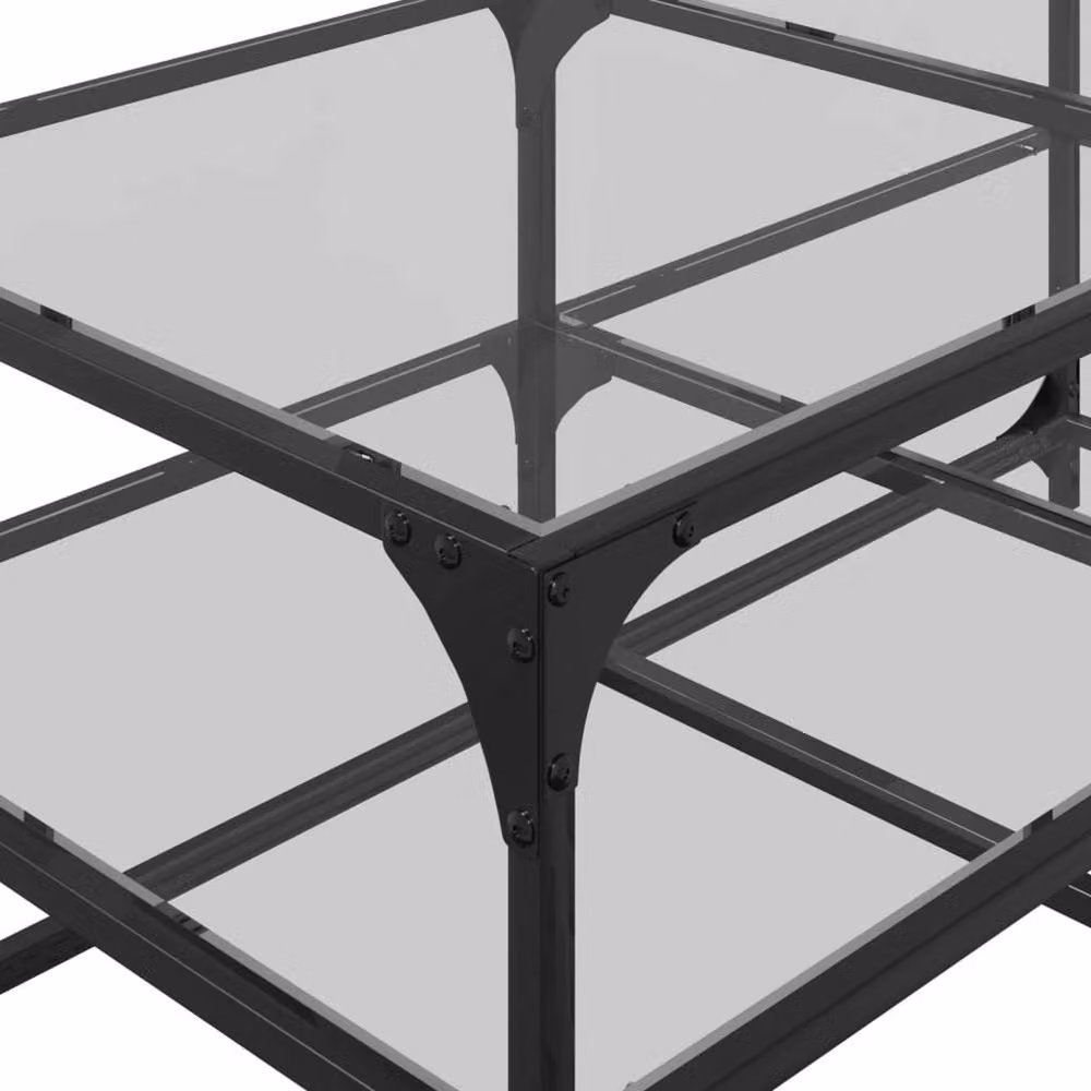 Berkfield Home Decorative Coffee Table with Transparent Glass Top and Steel Frame, W: 98.5 cm, D: 50 cm, H: 45 cm – 5