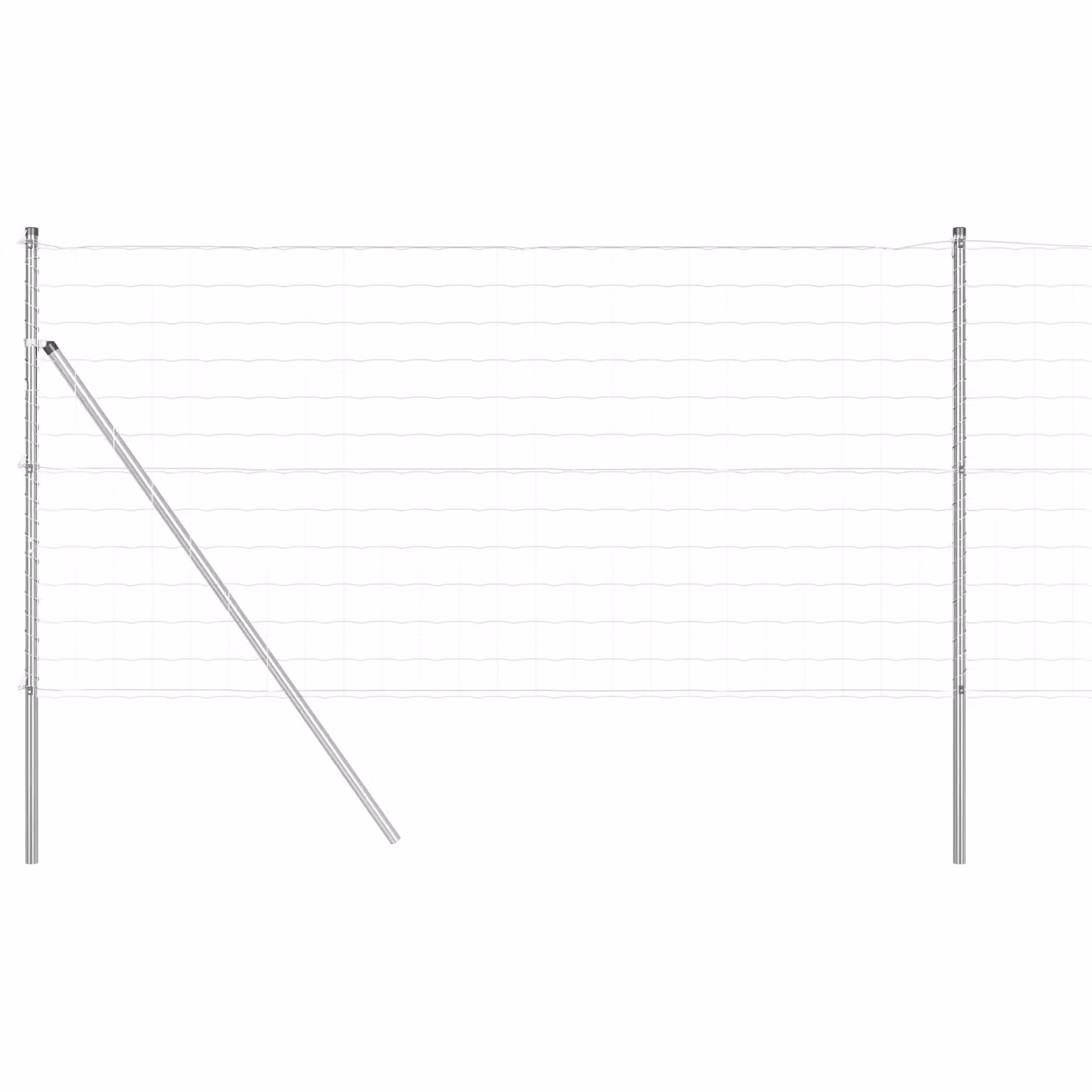 Berkfield Home Euro Fence with 13 Round Posts, Galvanised Steel, Silver – 2
