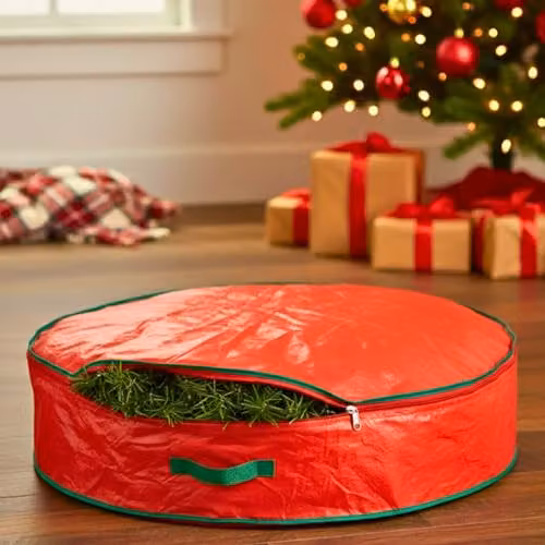Shatchi Christmas Wreath and Garland Storage Bag in Red, 76 x 20 cm – 2