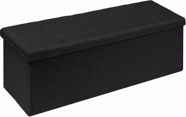 Dprodo Linen Storage Ottoman Folding Foot Rest Stool in Black, W/D/H: 76 x 38 x 38 cm