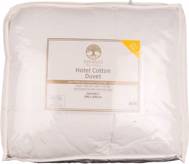 Divante Hotel White Cotton 10.5 Tog Double Cooling Microfibre Duvet