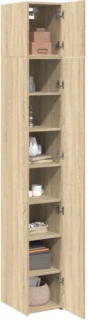 Berkfield Home Slim Storage Cabinet in Sonoma Oak, Light Brown, W/D/H: 30 x 42.5 x 225 cm – 1