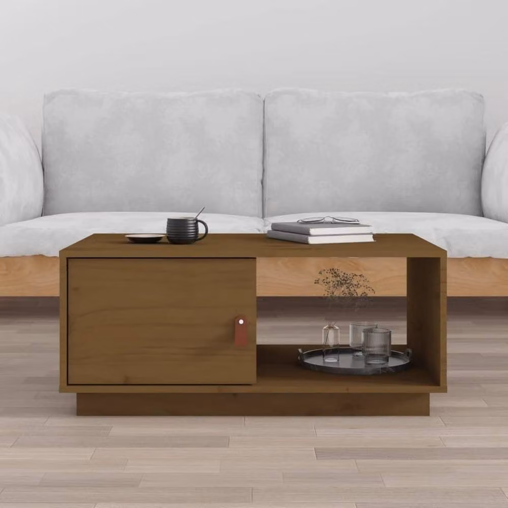 Berkfield Home Rustic Solid Wood Pine Coffee Table, Brown, W/D/H: 80 x 50 x 35.5 cm – 2