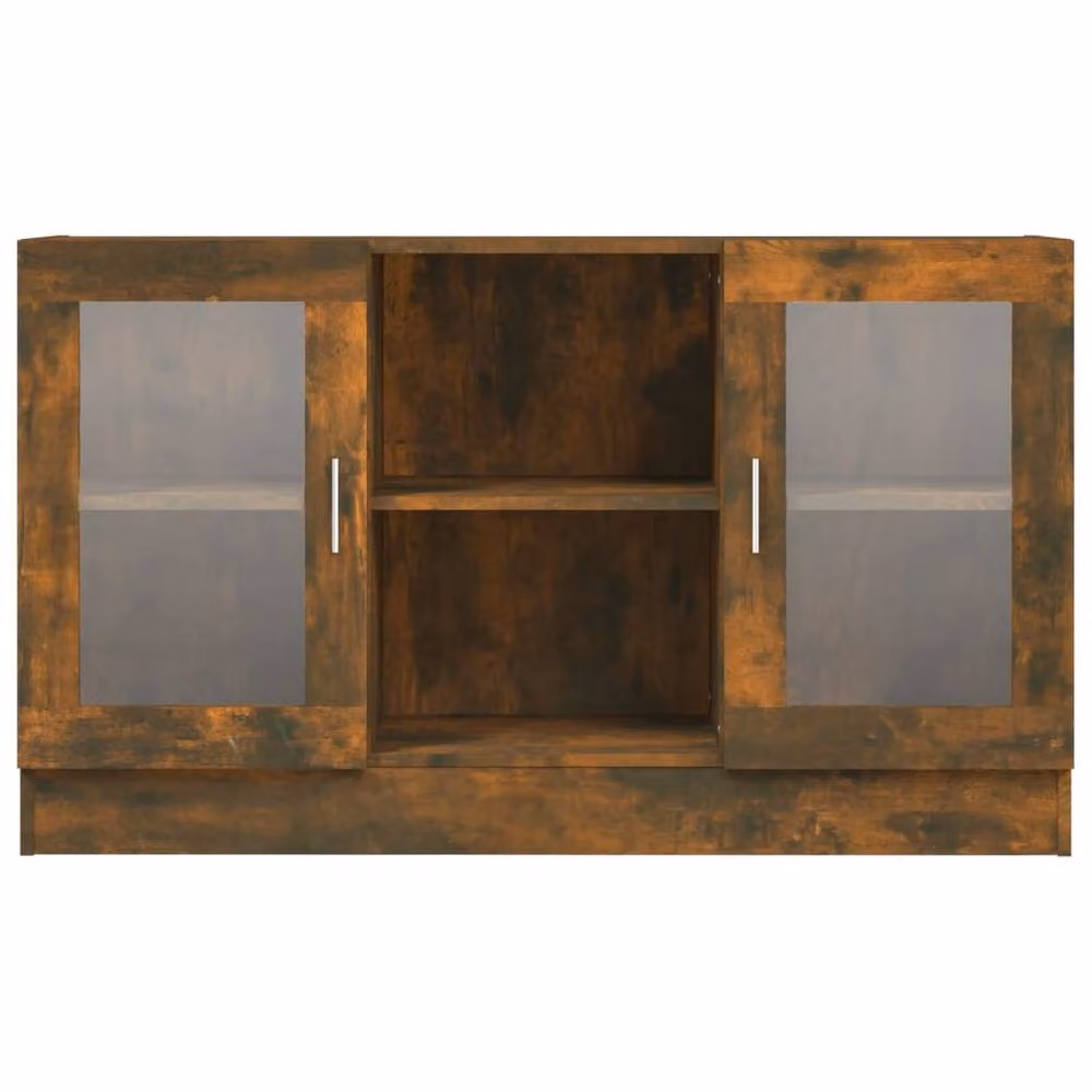 Berkfield Home Smoked Oak Vitrine Cabinet in Brown, W/D/H: 120 x 30.5 x 70 cm – 3