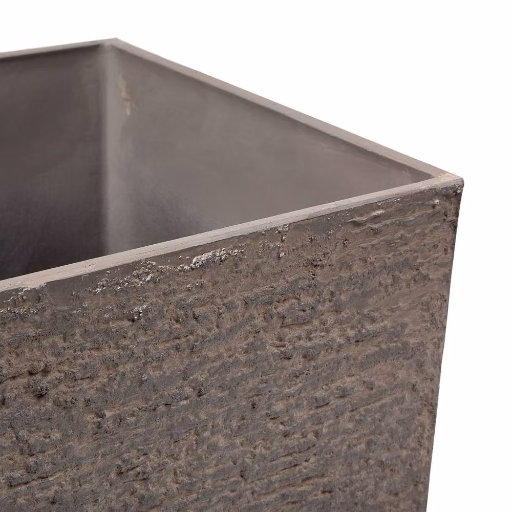 Wyld and Coco Stone Tall Square Planter, Brown, Height: 70 cm – 3