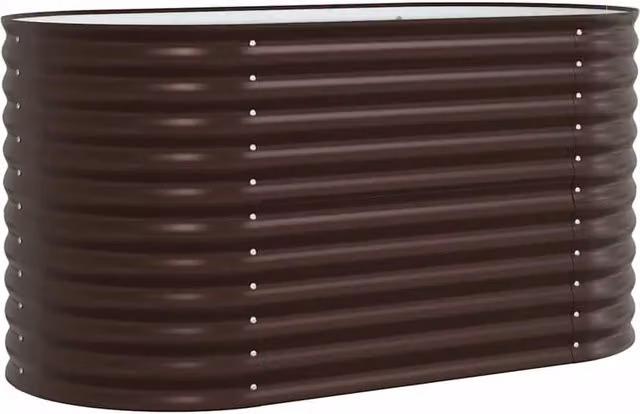 Berkfield Home Garden Brown Galvanised Steel Raised Bed, W/D/H: 160 x 80 x 81 cm – 1