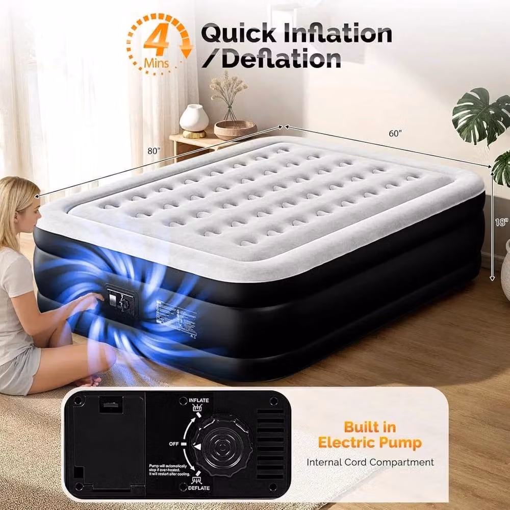 NESTLUNE King Size Double Inflatable Air Mattress Sofa Bed in Black, W/D: 200 x 180 cm – 3
