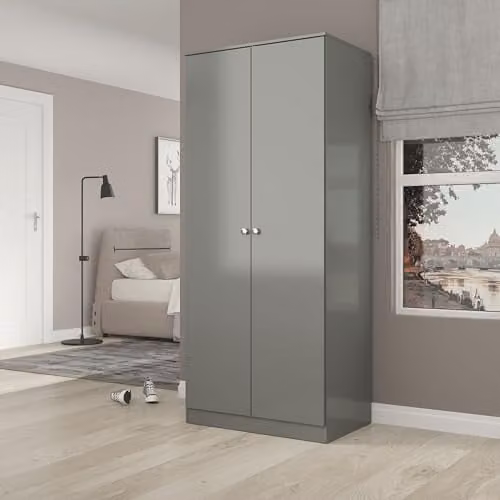 Seconique Denver 2 Door Grey Gloss Wardrobe W/D/H: 75 x 48 x 175 cm – 1