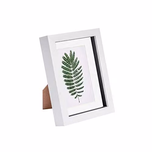 Nicola Spring Single Rectangular Tabletop 3D Shadow Box Photo Frame with Glass and Black Mount in White, W/H: 20 x 15 cm – 1