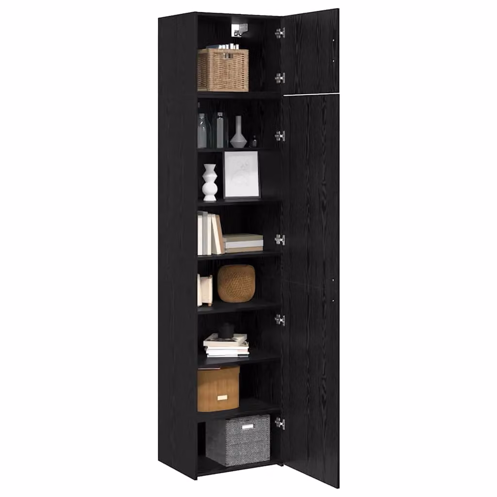 Berkfield Home Modern Black Oak Storage Cabinet with Internal Shelves and Hinged Doors – 2