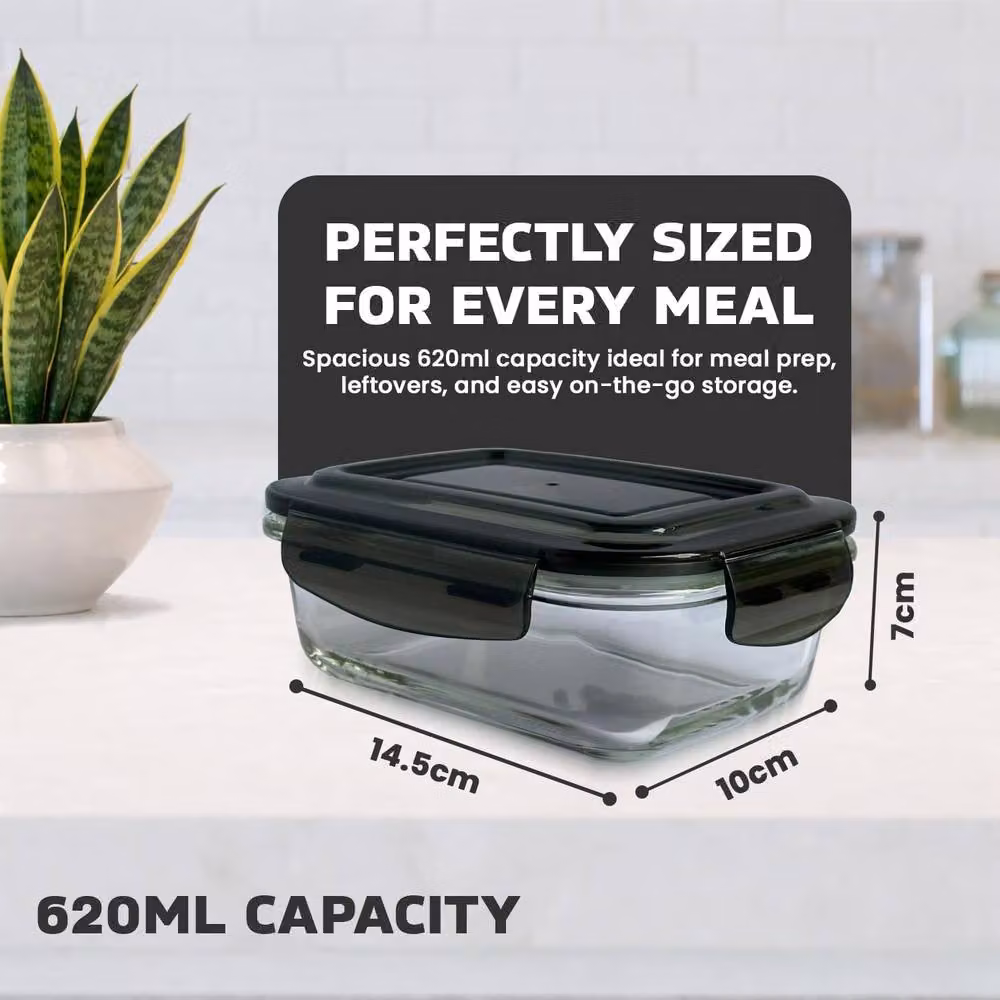 MANTRARAJ 4 Pack Transparent Glass Food Storage Containers with Airtight Plastic Lids, 620ml each – 2