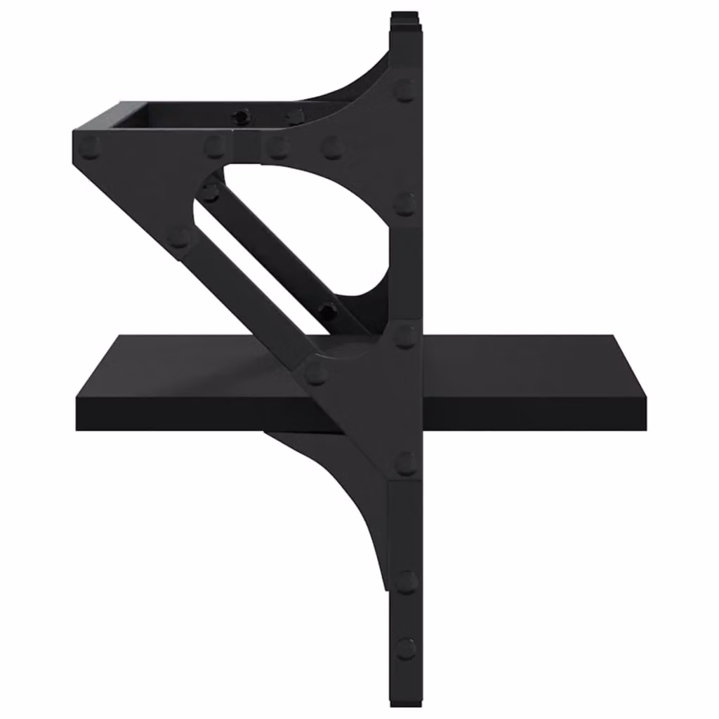 Berkfield Home Wall Mounted Shelves with Hanging Rods, 2 Pieces, Black, W/D/H: 30 x 25 x 30 cm – 5