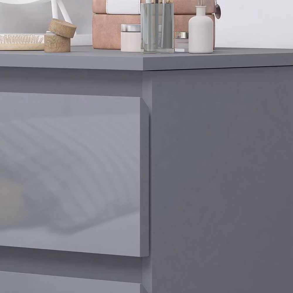 Havendro Scandinavian 3 Drawer Vanity Desk in Dark Grey Gloss – 4