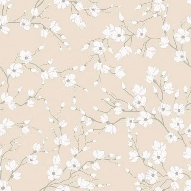 I Love Wallpaper Spring Blossom Floral Botanical Wallpaper in Beige and Yellow