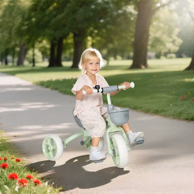 AIYAPLAY Toddler Tricycle with Push Handle and EVA Foam Wheels, Green