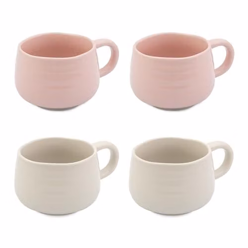 Jamie Oliver Big Love White and Pink Speckled Stoneware Mug Set, 4pc, 375ml each, W/D/H: 13 x 10 x 7 cm