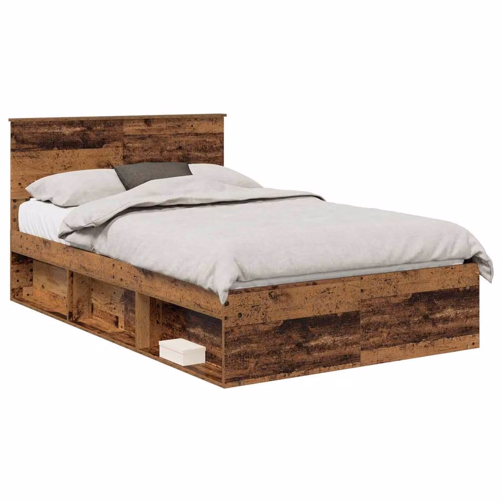Berkfield Home Modern Bed Frame with Headboard in Brown Pine Wood, W/D/H: 120 x 200 cm – 2