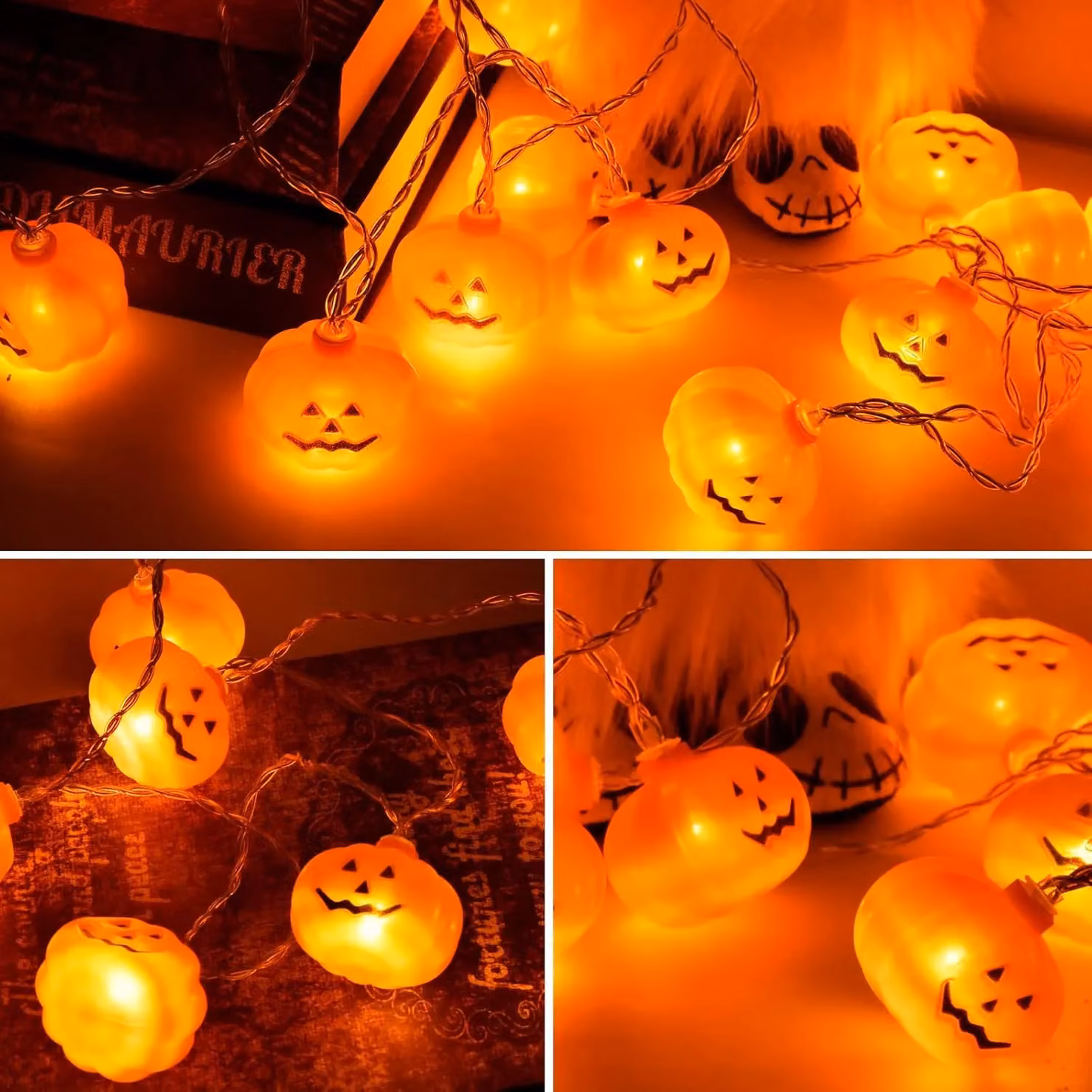 Garwarm Tukeoo 3D Pumpkin Halloween LED String Lights, Battery Operated, Orange – 7