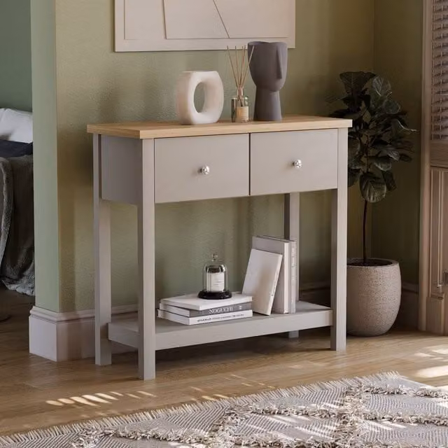 Vida Designs Arlington 2 Drawer Console Table in Grey – 1