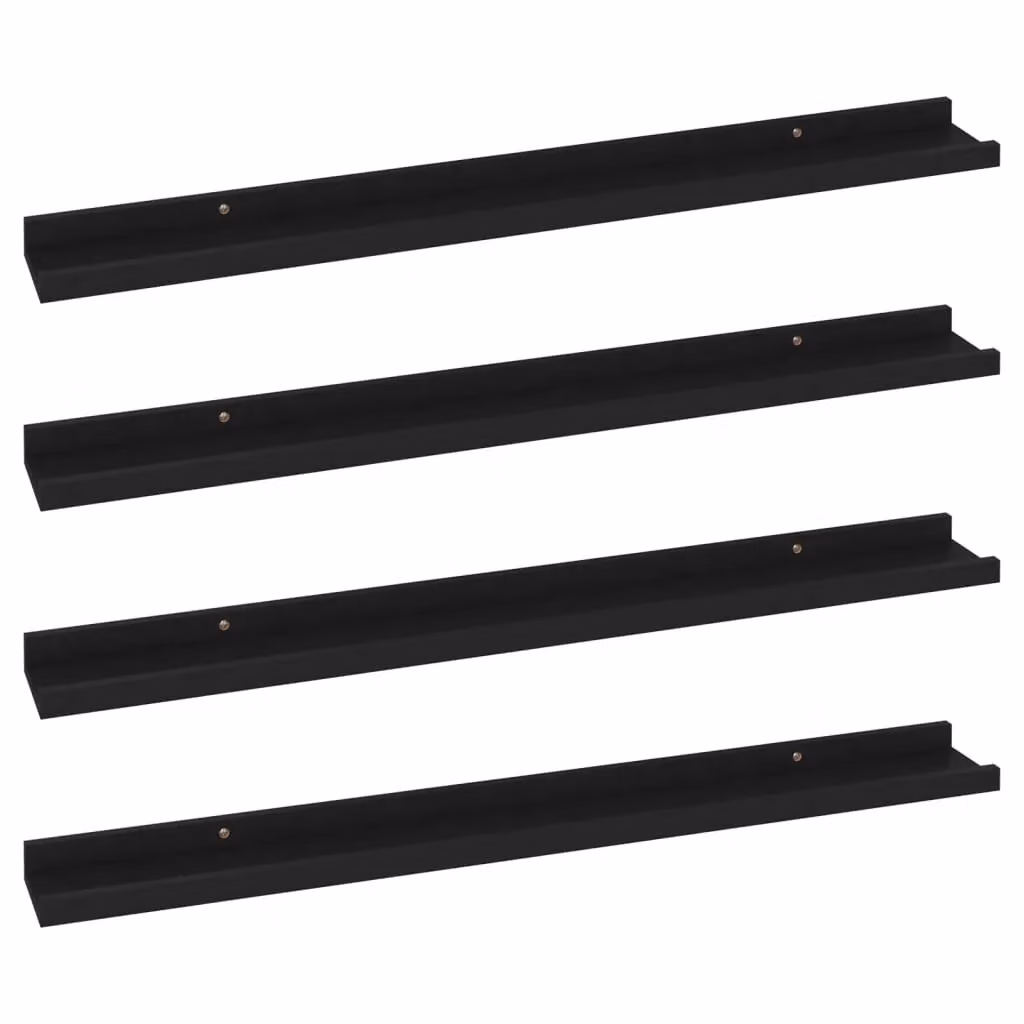 Berkfield Home Wall Mounted Straight Shelves, 4 Piece Set, Black, W: 80 cm, D: 9 cm, H: 3 cm – 2