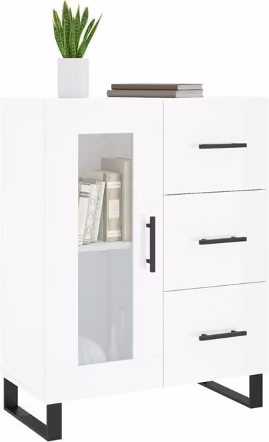 Berkfield Home High Gloss White Modern Sideboard W/D/H: 69.5 x 34 x 90 cm