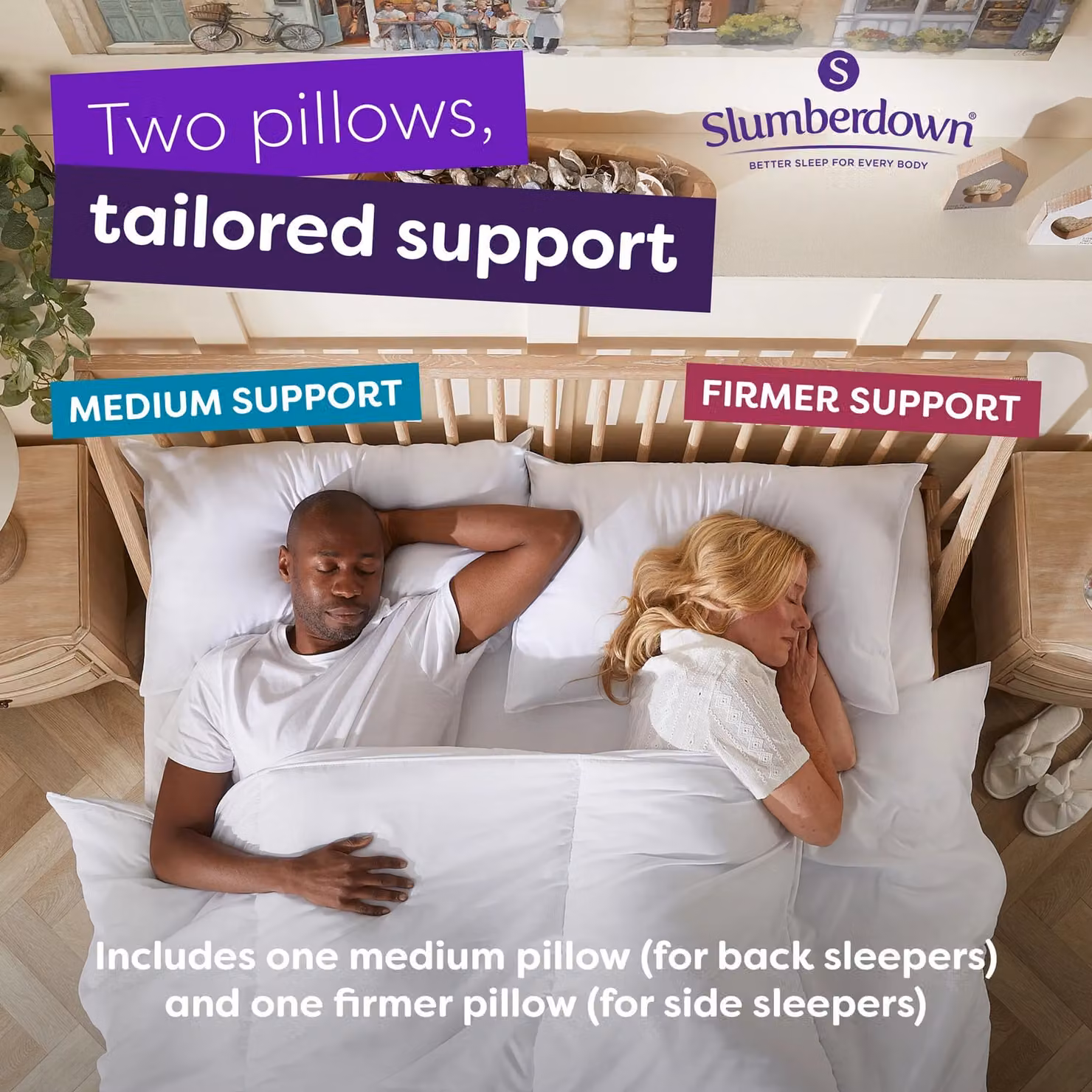 Slumberdown Made For You Two Pillows 2 Pack, White, W: 48 cm, D: 74 cm – 7