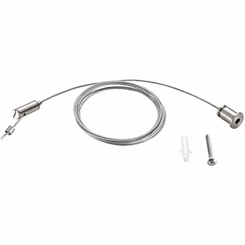 Loops Track Lighting Suspension Kit in Bright Zinc and Silver Stainless Steel with Adjustable Height