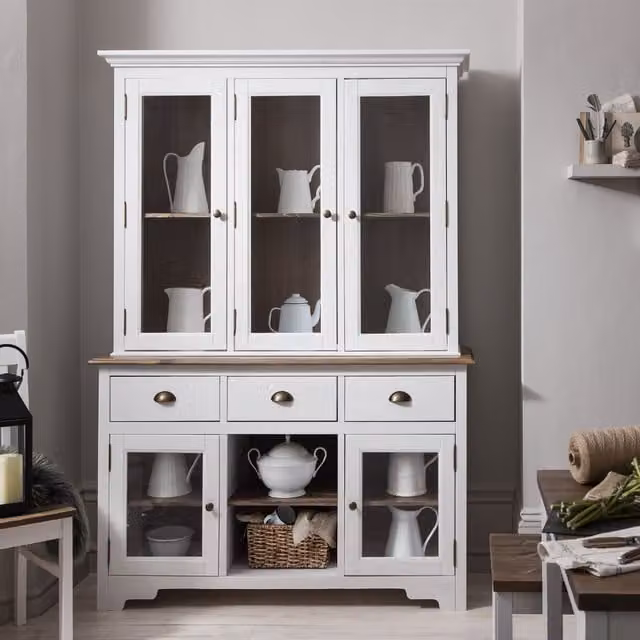 Noa and Nani Rustic Pine Sideboard in White and Brown