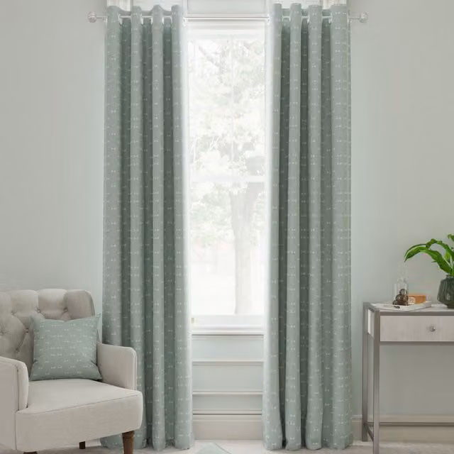 Sophie Allport Dragonfly Made to Measure Blackout Eyelet Curtains in Grey and Blue Cotton