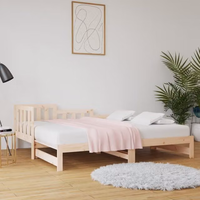 Berkfield Home Rustic Pull-out Day Bed in Brown Solid Pine, W/D/H: 180 x 190 x 90 cm – 1