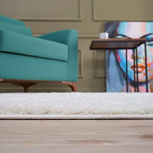 THE RUGS White Plain Shaggy High Pile Rug, W/D/H: 80 x 150 x 3 cm – 5