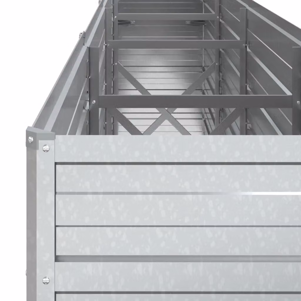 Berkfield Home Garden Galvanised Steel Raised Bed in Silver, W: 320 cm, D: 40 cm, H: 77 cm – 3