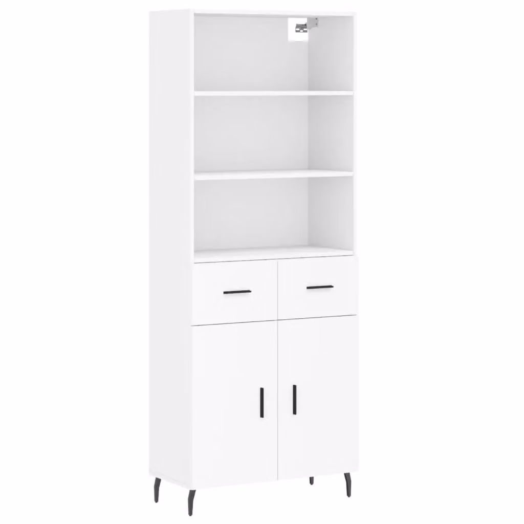 Berkfield Home Modern White Highboard with Hinged Doors and Internal Shelves, W/D/H: 69.5 x 34 x 180 cm – 2