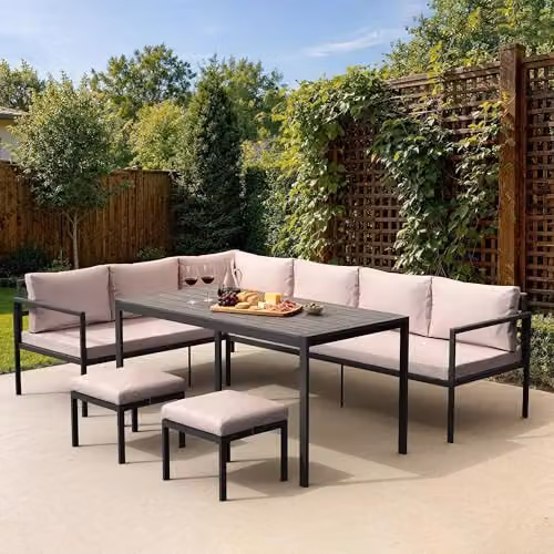 VonHaus Aruba 7 Seater Garden Furniture Dining Set in Grey – 2