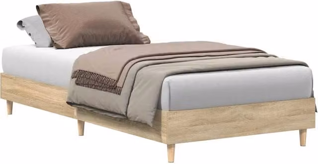 Berkfield Home Small Single Wood Bed Frame in Sonoma Oak, Light Brown, W: 75 cm, L: 190 cm – 1