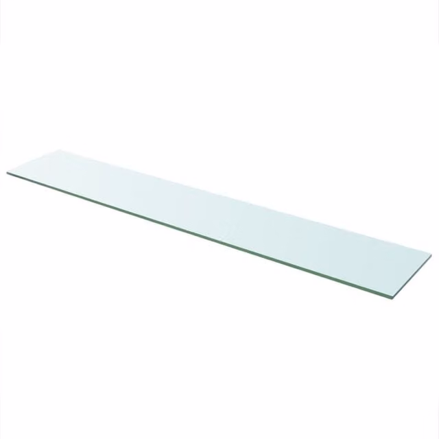 Berkfield Home Clear Glass Wall-Mounted Shelf Panel, W: 110 cm, D: 20 cm, H: 1 cm
