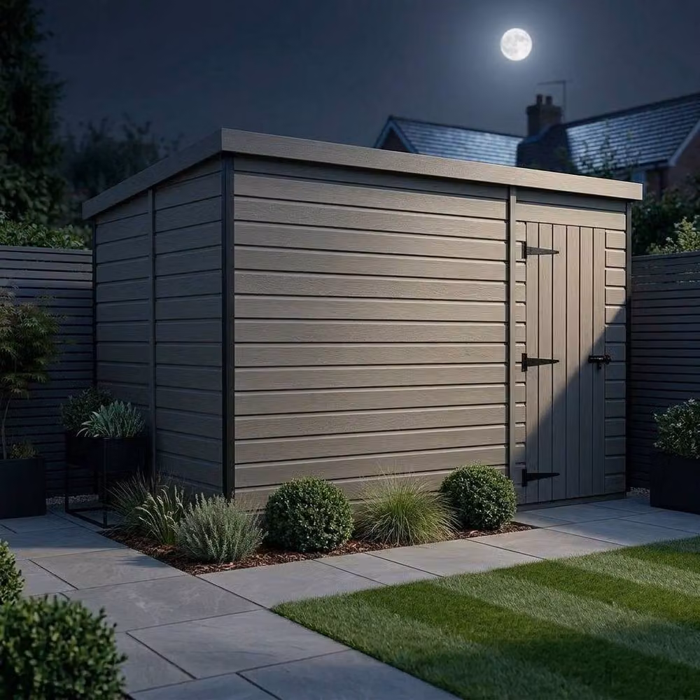 Buttercup Farm Grey Composite Pent Garden Shed with Single Door and No Windows W: 400 cm, D: 274 cm, H: 210 cm – 3