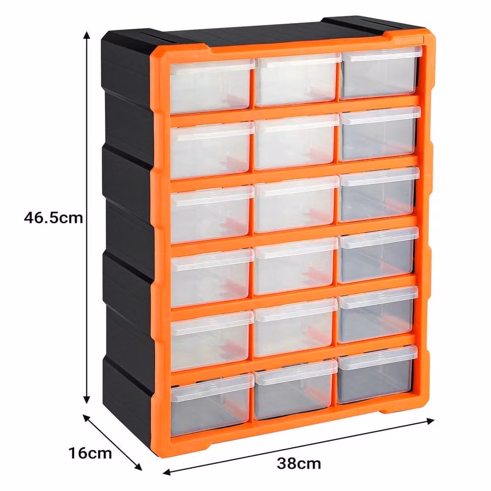 NESTLUNE 16-Drawer Nail and Screw Organiser Storage Cabinet in Orange with Transparent Drawers – 2