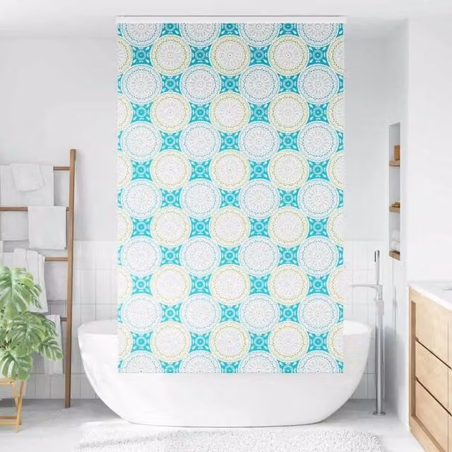 Berkfield Home Multicolour Graphic Opaque Shower Roller Blind with Cassette W: 130 cm, H: 240 cm