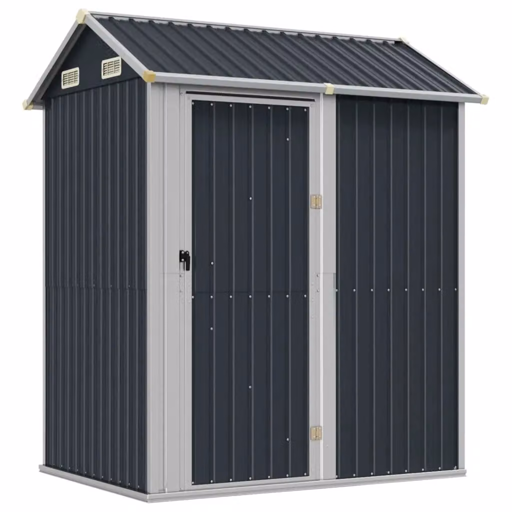 Berkfield Home Pent Garden Shed in Anthracite and Black Galvanised Steel, W/D/H: 192 x 152.5 x 237 cm – 2