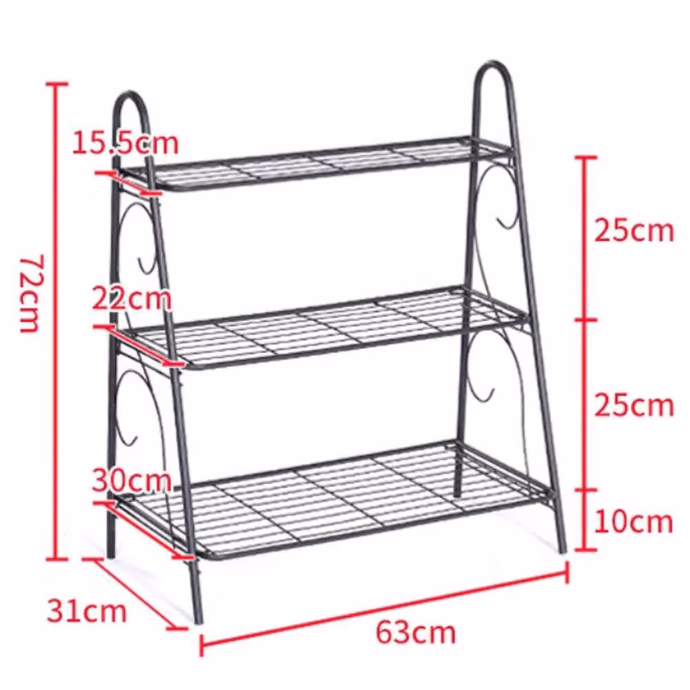 KORVIXA Black Matt Metal Outdoor Garden Plant Pot Stand for Balcony and Terrace – 2
