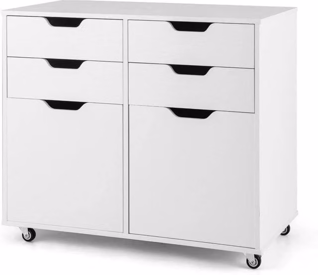 KORVIXA Mobile 4 Drawer Storage Cabinet and Dresser Chest in White, W/D/H: 100 x 100 x 100 cm