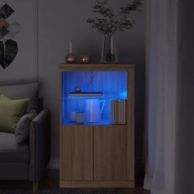 Berkfield Home Modern Side Cabinet with Integrated LED Lights in Sonoma Oak Brown