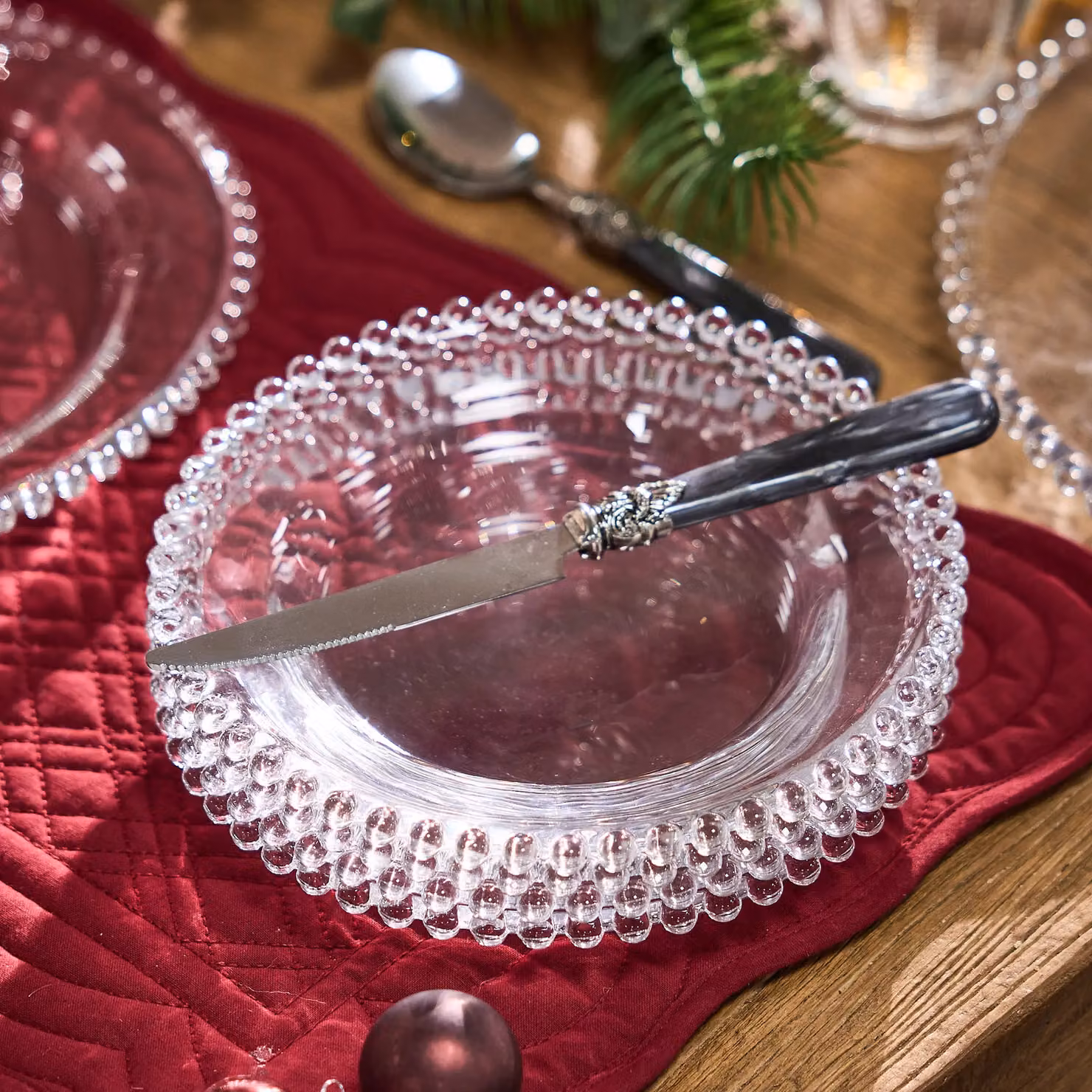 Dibor Bella Perle Glass Dinnerware Set of 10 Clear Dessert and Side Plates, Diameter: 20 cm – 3